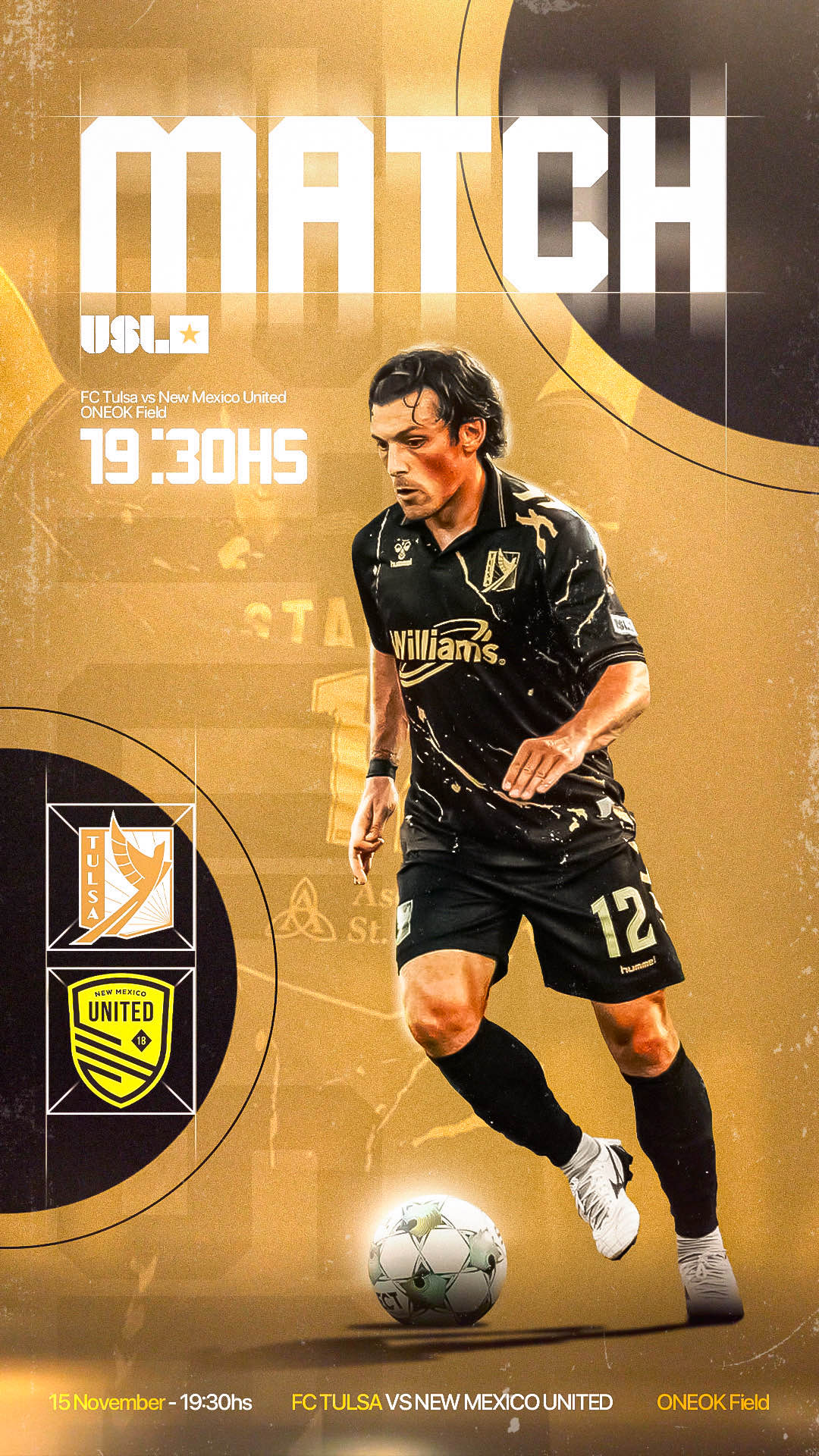 Placa de partido FC Tulsa vs New Mexico United, USL Championship
