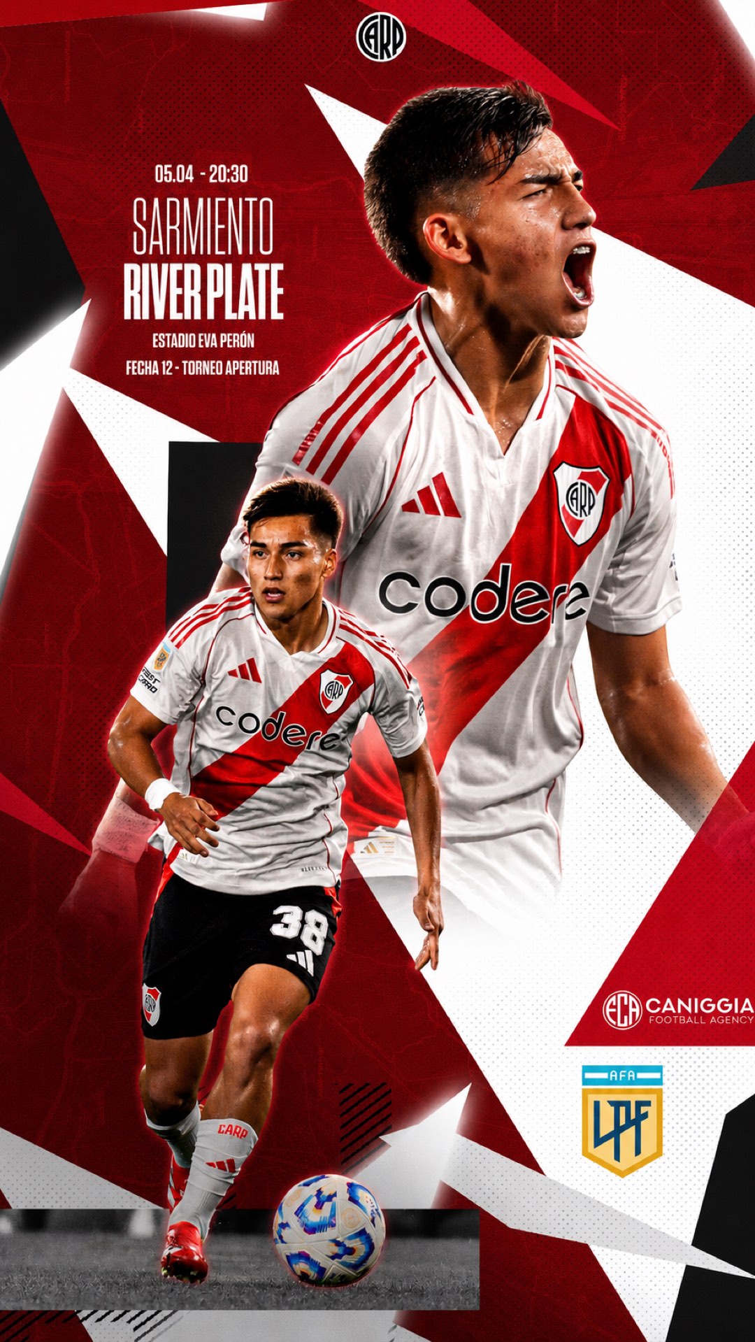 Placa de partido Sarmiento vs River Plate, Torneo Apertura